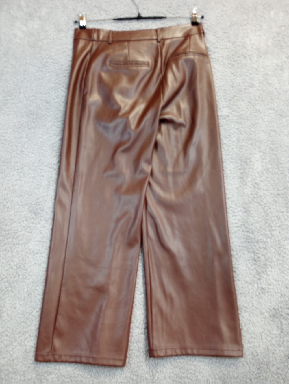 7 For All Mankind Faux Leather Pants Women's Size M Brown Wide Leg Pants (0963)
